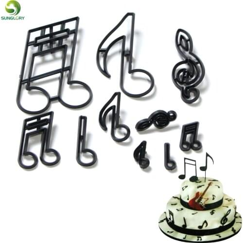 10PCS/SET Extra Large Music Notes Cookie Cutter Plastic Sugarcraft Fondant Cutter Mold Cake Decorating Tools Baking Cupcake Mold