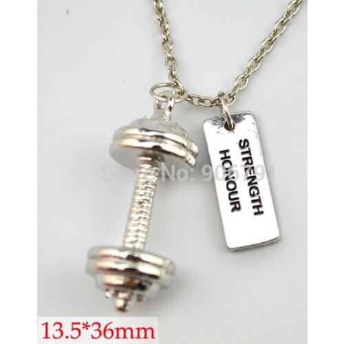 10pcs a lot Weightlifting barbell pendant and strength honour charms sports Gym necklace