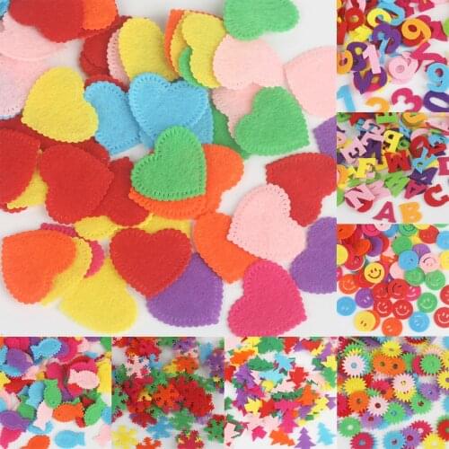 100pcs Heart/Butterfly/Flower Non-Woven Felt Fabric Cloth Patch Bundle Sewing Doll Craft Supplies DIY Art Crafts Material