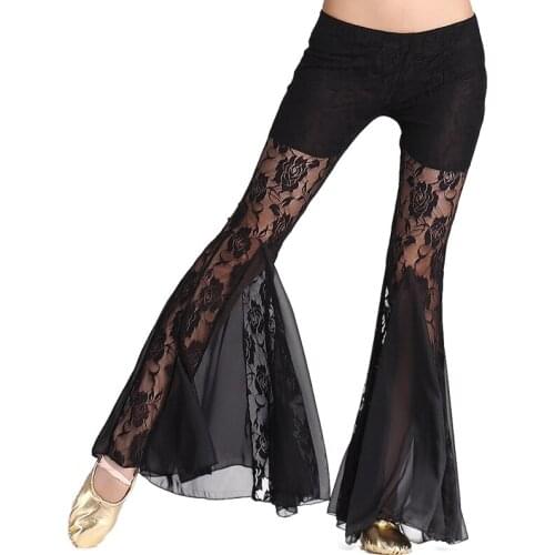 2018 New style sexy lace Belly dance dancing wear clothes fish tail pants belly dance trousers lace belly dance pants 9 colors