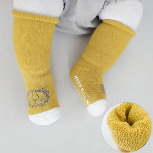 3 Pairs Of New Autumn And Winter Newborn High Socks Socks Cotton Thickening Terry Jacquard Socks Soft Warm High Socks