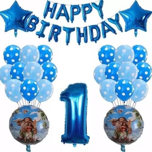 38pcs 18inch Moana Foil Helium Balloons 30inch Number Happy Birthday Set Theme Party Decoration Kids InflatableToys Air Globos