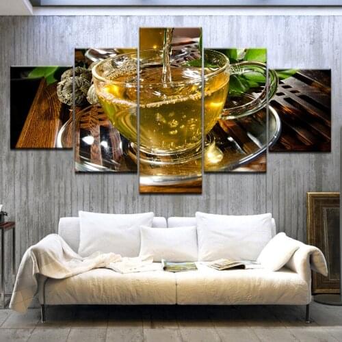 5 Panel Canvas Art Kitchen Decor Canvas Painting Large Wall tea poster For Living Room Wall Pictures Print On Canvas(No Frame)