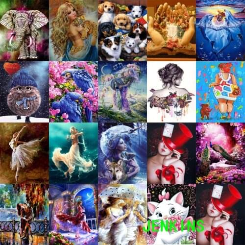 5d diy Diamond painting cross stitch girl embroidery animal Image wall sticker Diamond Mosaic jenkins cartoon diomand painting