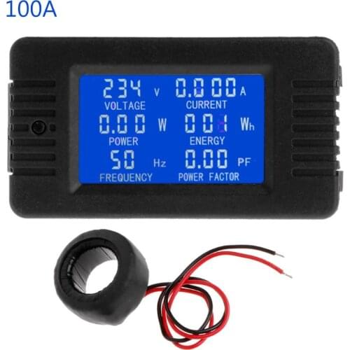 6in1 Digital AC 80~260V Power Energy Monitor Voltage Current KWh Watt Meter 100A