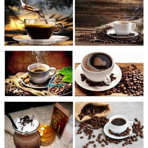 Muxun 5D Diy Diamond Painting With Square Rhinestones Coffee Diamond Embroidery Mosaic Full Layout Picture Home Decoration