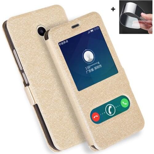 Open window cover For Meizu M5C Case M5 C PU leather stand Cases for Meizu M5C M710 M710H M710M flip shell MeizuM5C back cover