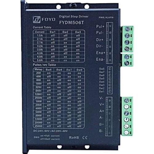 Cnc two-phase stepper motor driver NEMA23/34 stepper motor controller DC24V-50V FYDM506T