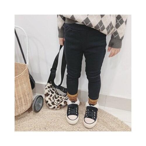 Infant Black Winter Warm Pencil Pants Autumn Leggings for Girls Baby Boys Cotton Fleece Elastic Pants Children Trousers Bottoms