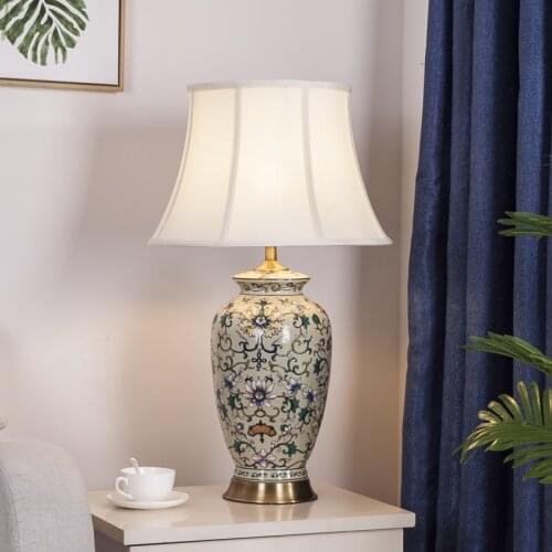 Famile rose bedroom bedside table ceramic table lamps for home