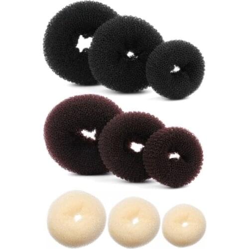 3Pcs Different Size Ring Style Hair Bun Maker Former Set Shaper Womens Hairstyle DIY Roll Tool Accessories