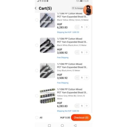 6,8,10,12,16,18,20,25mm, 10 meters each， black blue and blue gold