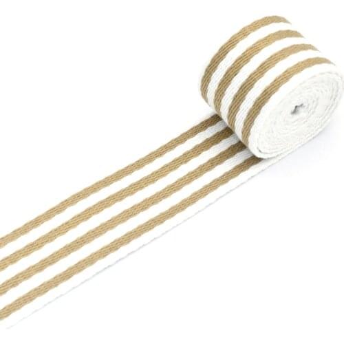 1.5" Brown Webbing Belt Striped Webbing Bag Ribbon Handbag Webbings Cotton Belt Dog Collar Webbing DIY Garment Textile Sewing