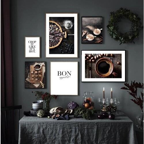 Kitchen Decoration Brownies Canvas Coffee Prints And Posters Blueberry Pie Wall Art for Dessert Lounge Painting Wall Pictures