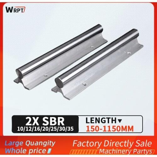 2PC SBR guide , SBR series 10/12/16/20/25/30/35/40/50, L=150mm-1150mm slide rail sliding table woodworking bearing cylindrical