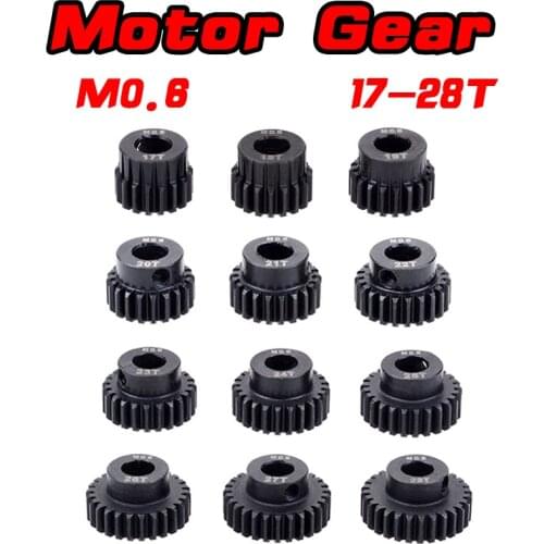 M0.6 5mm 17T 18T 19T 20T 21T 22T 24T 26T 28T 30T Black Steel Metal Pinion Motor Gear For 1/8 RC Model Car Motor Parts