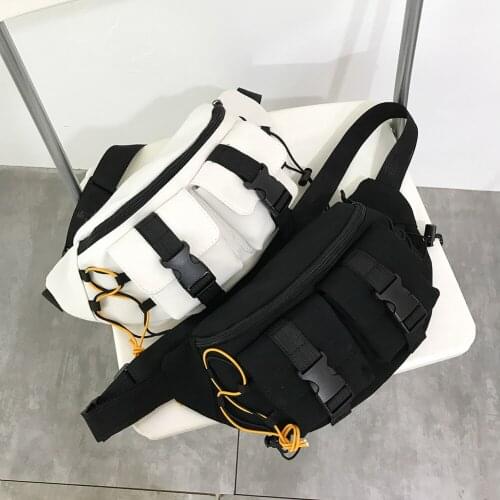 Fashion Unisex Street Casual Chest Bag Canvas Women Men Zipper Fanny Bum Belt Pouch Daily Travel Crossbody Shoulder Pack