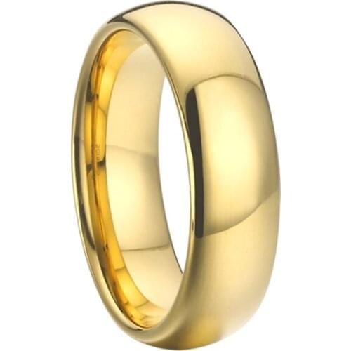 Wholesale Ring Man Engagement Rings Polished Anel Gold color Stainless steel ring men Simple Design 8mm