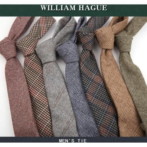 Winter Wool Tie Para Homens Slim Necktie For Men Retro Plaid Stripe Skinny Mens Ties 6cm Formal Business Wedding Party Neckties