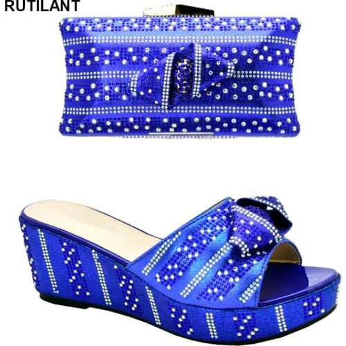 Women Shoes and Bag Set In Italy Sales In Women Matching Shoes and Bag Set Decorated with Rhinestone Nigerian Shoes and Bag Sets