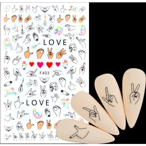 Valentines Manicure Love Letter Internet Celebrity Gestures Sliders for Nails Inscriptions Nail Art Decoration Adhesive Sticker