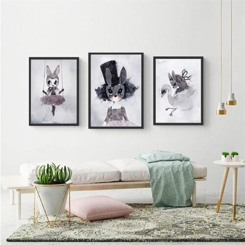 Cartoon Rabbit Wall Picture Living Room Girl Gift Posters and Prints Childrens Room Wall Canvas Painting Baby Room Decoration