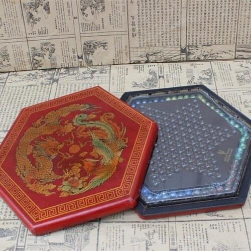 New Antique Checkers Small Checkers Retro Chess Box Antique Box Small Checkers Glass Checkers Parent-child Lifelike Gifts