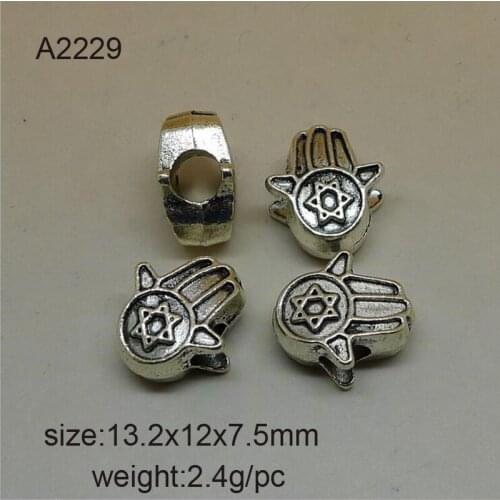 Wholesale (25 pieces/lot)13.2*12*7.5mm Antique Silver Alloy Big Hole Beads 3D Hand Beads Findings Fit charm