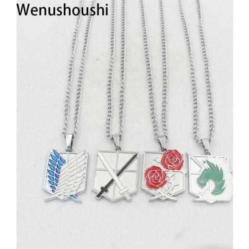 50 60 70CM Stainless Steel Chains Japan Anime Necklaces For Women Attack On Titans Necklace For Men Gifts Alloy Pendant fj069