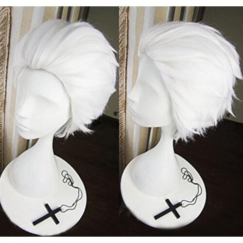 High Quality Anime The little Mermaid Ursula Short Pure White Wig Cosplay Men Women Heat Resistant Synthe Hair + Free Wig Cap