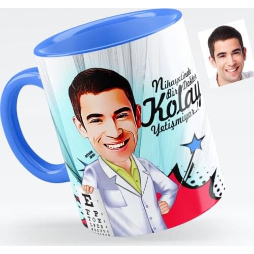 Personalized Mr Ophthalmologist Caricature Of Blue Mug cup-1