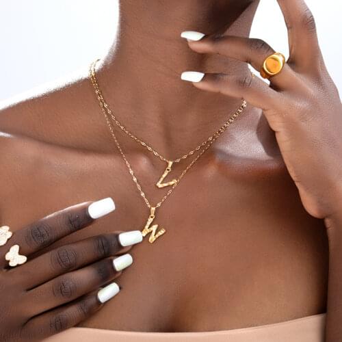 Initial Stainless Steel Necklace For Women Alphabet 26 Letter Charm Chain Choker Necklaces Pendant Jewelry Gift BFF Bijoux Femme