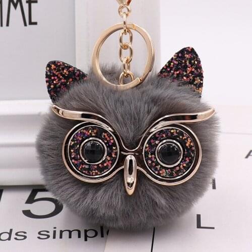Plush Owl Keychain Pendant Rex Rabbit Furs Cute Fashion Innovative Keys Organizer Womens Bag Ornament BN