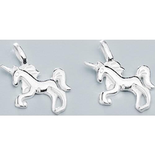 925 Sterling Silver Romantic Unicorn Design Women Charms Workcraft Silver Dangle Pendants DIY Fine Jewelry Accessories Supplier