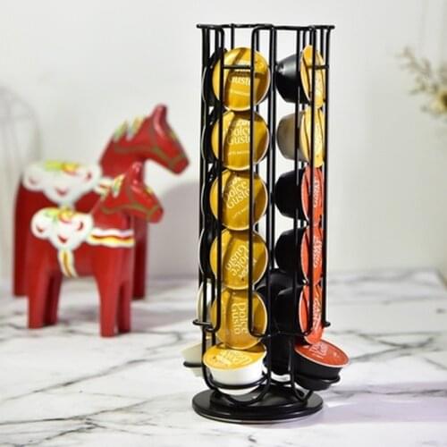 24Cups Rotatable Coffee Pod Holder For Dolce Gusto Capsule Display Rack Stainless Steel Tower Stand Shelves 2020 JU32409