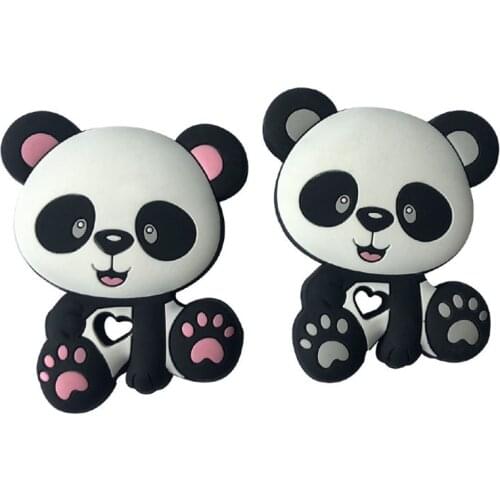 10pcs Panda Silicone Teethers Food Grade Teether Silicone Animal Baby Teething Gift Chewing Toddler Toys Mordedor