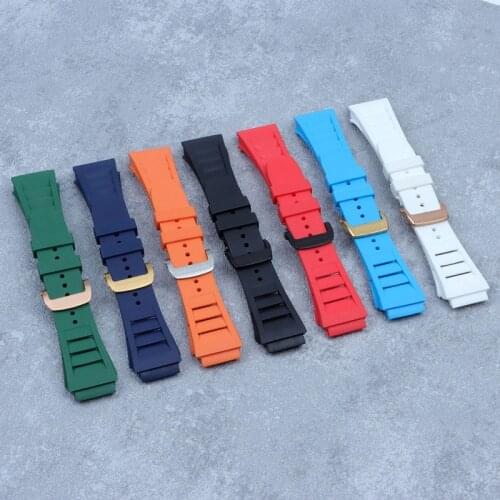 25mm Soft Nature Silicone Rubber Watchband For Richard Watch Mille Strap band Bracelet Orange Blue White Red spring bar series