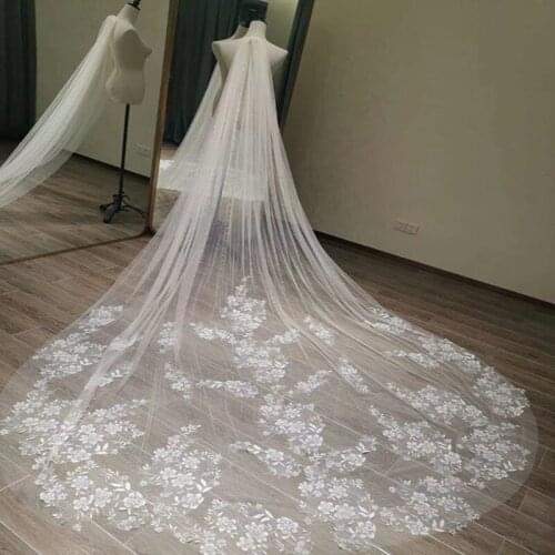Luxury Lace Long Tulle Wedding Veils Two Layer With Comb Bridal Veil For Bride Marriage 350*300cm Wedding Accessorie