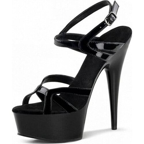 Sexy super-high heels, 15 cm high, baking lacquered sandals heel height, dancing shoes