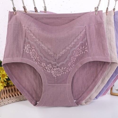 Sexy Lace Summer Panties Breathable Cotton Briefs Plus Size Underwear Womens Lingerie Antibacterial Underpants Female Intimates