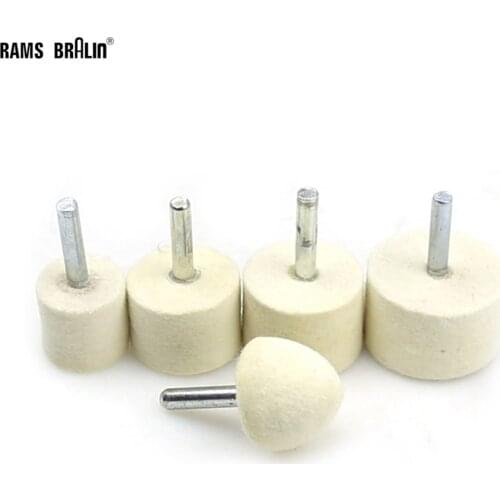 10 pieces 6mm Shaft Mounted Wool Felt Grinding Head Buffing Wheel