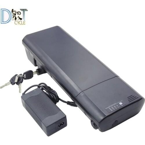 Electric bicycle replacement 36V 10Ah Shunlong new rear rack battery with capacity display for ebike/fat tire bike with charger