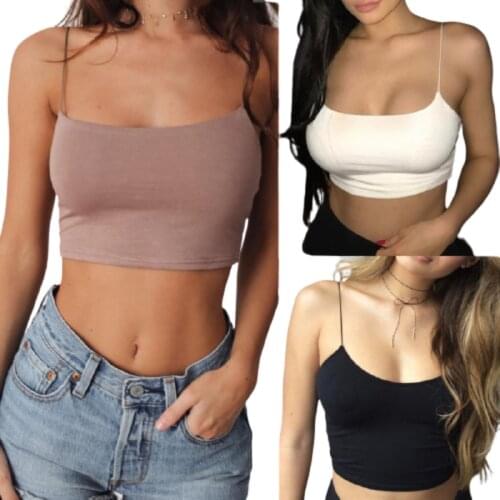 Hot Fashion Womens Club Tank Tops Solid Strappy Sleevless Camisoles Tube Crop Top Bralette Casual Sexy Ladies Summer Tanks