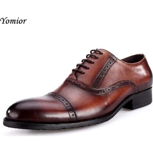 Fashion Men Shoes Genuine Leather Brogue Dress Shoes Brand Luxury Mens Business Casual Classic Gentleman Office Wedding Shoes