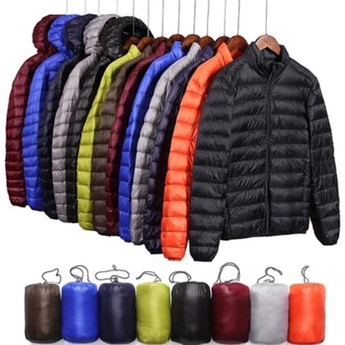 Ultra Light Portable Down Jacket Men Autumn Winter Casual Breathable Hooded Coats Outwear Windproof White Duck Down Parkas 6XL