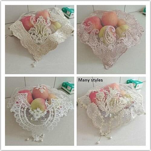 European Lace Embroidery Beading Pendant Square Bedroom Study Table Mat Antique Vase Jewelry Box Fruit Cover Coaster Placemat