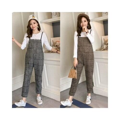 Spring Maternity Wear Pregrent Women Clothing Pregnancy Bib Pants Women Overalls Trousers Plaid Maternity Jumpsuits Clothing