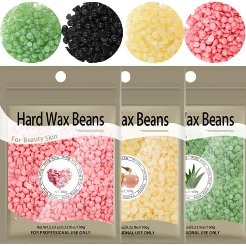 100g/Pack Wax Beans Depilatory Hot Film Wax Pellet Bikini Face Legs Arm Hair Remove Cream No Strip Solid Bean for Women Men