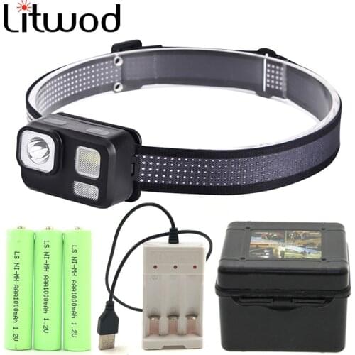 XP-G Q5 Led Headlamp Outdoor Glare Camping Light Waterproof and Lightweight Portable Warning COB Headlights 3pcs AAA Battery10W