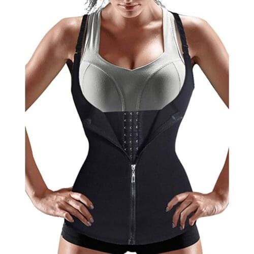 Women Waist Trainer Push Up Vest Tummy Belly Girdle Body Shaper Waist Cincher Corset Zipper Vest Plus Size Slimming Corset